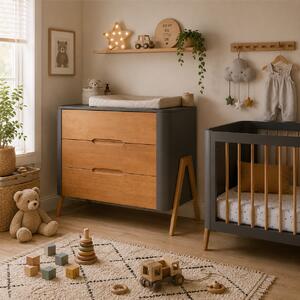 Drewniana komoda do pokoju dziecka Torsten Seal Grey + Teak