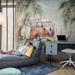 Tapeta Malumi Surf Camp - Mint - Tapeta Z Vanem I Deskami Surfingowymi