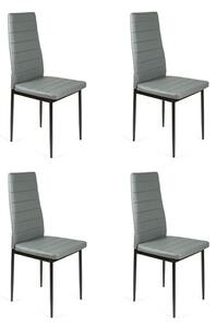 Zestaw 4 Krzeseł tapicerowanych FADO szare + noga czarna