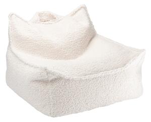 Miękki fotelik pufa dla dziecka Bouclé Cream White Wigiwama