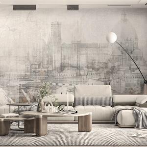 Tapeta Artystyczna Malumi Firenze - Do Salonu I Sypialni Z Architektonicznym Rysunkiem Włoskiego Miasta