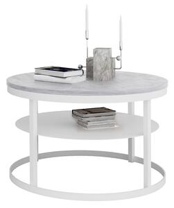 Okrągły stolik kawowy biały + beton - Robini 5X