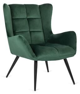 Zielony pikowany fotel welurowy - Zaxo