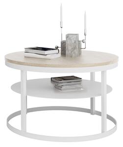 Skandynawski okrągły stolik kawowy biały + dąb sonoma - Robini 5X