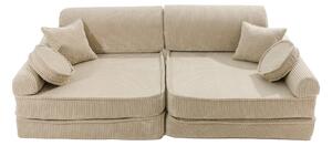 Sztruksowa sofa dziecięca Premium, Ecru