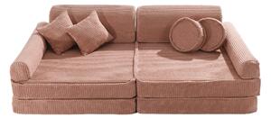 Sztruksowa sofa dziecięca Premium, Pudrowy Róż