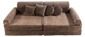 Sztruksowa sofa dziecięca Premium, Brązowa
