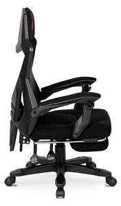 Czarny nowoczesny fotel gamingowy z podnóżkiem - Vixo