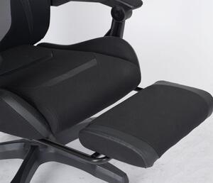 Czarno-biały fotel z podnóżkiem dla gracza - Olfi