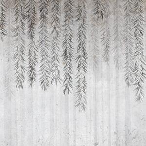Tapeta Artystyczna Botanica - Grey - Tapeta Do Salonu I Sypialni Z Wiszącymi Gałązkami