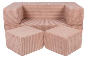 Modułowa sofa do pokoju dziecka Sztruksowa Pudrowy Róż
