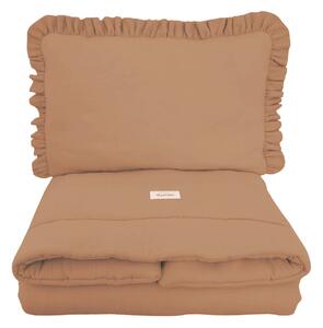 Pościel muślinowa z wypełnieniem falbanka Camel