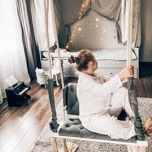 Drewniana pikowana huśtawka dla dzieci Vintage z Oparciem - kolory