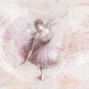 Tapeta dla dzieci Malumi BALLET - pink - abstrakcyjna tapeta dla nastolatki z baletnicą
