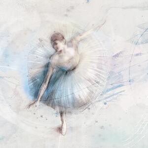 Tapeta dla dzieci Malumi BALLET - blue - abstrakcyjna tapeta dla nastolatki z baletnicą
