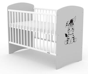 Łóżeczko dla dzieci New Baby LEO Zebra biało-szare