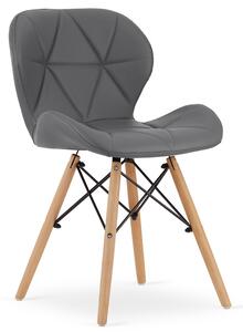Szare nowoczesne krzesło tapicerowane skórą ekologiczną - Zeno 3X