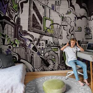 Tapeta dla dzieci Malumi GRAFFITI - green - tapeta z motywem graffiti do pokoju nastolatka