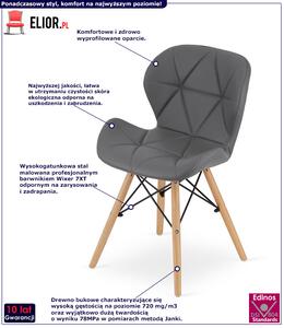 Szare krzesło tapicerowane skórą ekologiczną - Zeno 3X