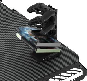 Czarne biurko gamingowe z podświetleniem LED - Cover 3X