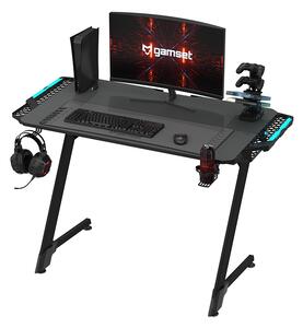 Czarne biurko gamingowe z podświetleniem LED - Cover 3X