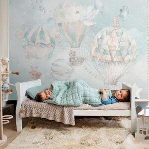 Tapeta dla dzieci Malumi BALLOONS - mint - tapeta dla dzieci w chmury i baloniki