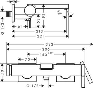 Bateria wannowa natynkowa HANSGROHE Tecturis E 73420670 Czarny mat