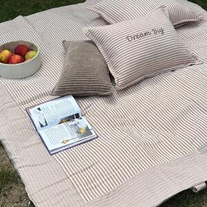 Beige Stripes – muślinowy koc piknikowy XXL – mata piknikowa 180×150 cm