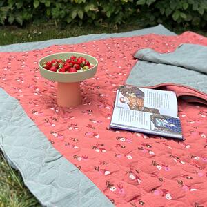 Vintage flowers – pikowany koc piknikowy XXL – mata piknikowa 180×150 cm