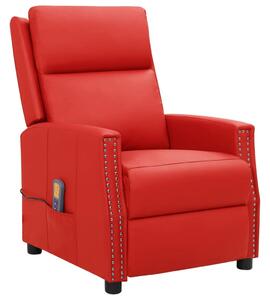 Podnoszony fotel masujący, czerwony, sztuczna skóra