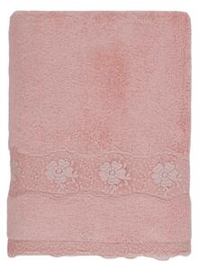 Ręcznik kąpielowy STELLA 85x150cm z koronką Różowa Róża