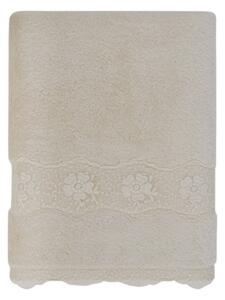 Ręcznik kąpielowy STELLA 85x150cm z koronką Kremowy