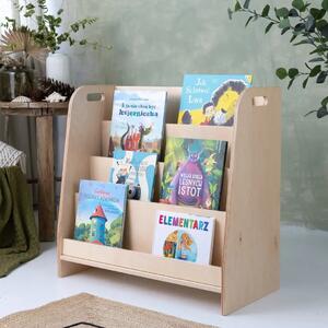 Drewniana biblioteczka montessori na książki Wysoka M