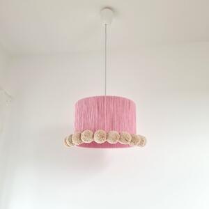 Lampa sufitowa dla dzieci - RÓŻOWA Z POMPONAMI