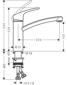 Bateria kuchenna stojÄ ca HANSGROHE Focus M41 160 1Jet Chrom 31806000