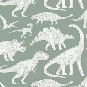 Tapeta do pokoju dziecka dinozaury - matcha
