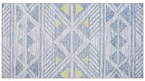 Prostokątny dywan z geometrycznym wzorem w romby 80 x 150 cm szaro-żółty Kargi Beliani