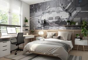 Tapeta dla dzieci Malumi FAST CAR -white- tapeta idealna dla chłopaka