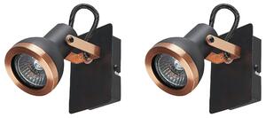 Zestaw 2 lamp ściennych z metalu industrialny design czarno-miedziany Baro Beliani