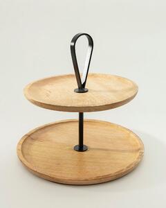 Patera drewniana dwupoziomowa Kabir 34x35 cm