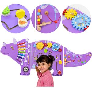 VIGA Drewniana Tablica Sensoryczna-Manipulacyjna EDU Triceratops