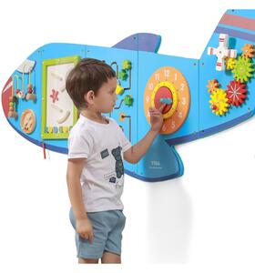 VIGA Drewniana Tablica Sensoryczna Manipulacyjna Samolot Certyfikat FSC Montessori