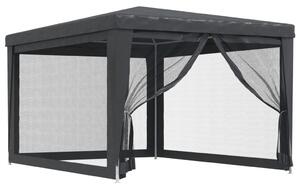 Namiot imprezowy z 4 ścianami z siatki, antracyt, 3x4 m, HDPE