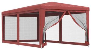 Namiot imprezowy z 6 ścianami z siatki, czerwony, 3x6 m, HDPE