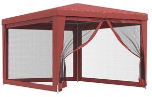 Namiot imprezowy z 4 ścianami z siatki, czerwony, 3x4 m, HDPE