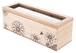 Drewniane pudełko na woreczki herbaty Meadow flowers brązowy, 23 x 8 x 8 cm
