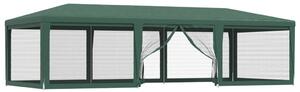 Namiot imprezowy z 8 ścianami z siatki, zielony, 9x4 m, HDPE
