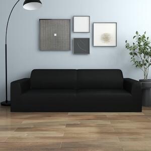 Elastyczny pokrowiec na sofę 3-osobową, czarny, dżersejowy