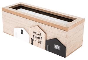 Drewniane pudełko na woreczki herbaty Home town,, 23 x 8 x 8 cm