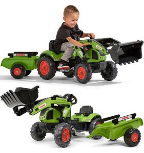 FALK Traktor Claas Zielony z Przyczepą i Łyżką na Pedały od 2-5 lat
